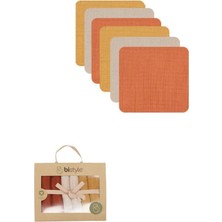 Ticaret 6'lı Müslin Mendil 20X20 cm 90106 Kiremit Bej Hardal Ticaret Najmaddin