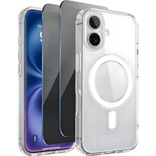 Evax 2H1M iPhone 16 Uyumlu 2 Hayalet Cam Ekran Koruyucu & 1 Magsafe Kılıf