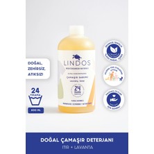 Lindos - Bitkisel Lavanta Itır Kokulu Çamaşır Sabunu %100 Doğal Renkli Beyazlar Için Sıvı Deterjan 0,6 L