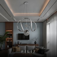 Krom Kristal LED Avize 3 Renk Işıklı Modern Sarkıt Avize Salon