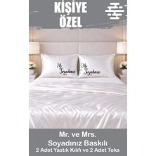 Swoord Kişiye Özel Baskılı Saten Yastık Kılıfı 2 Adet 50X70CM 2 Adet Hediye Saten Tokalı