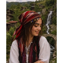 Seymen Bıçakçılık Trabzon Keşan Desenli Üçgen Bandana – Karadeniz Esintili Geleneksel Saç Aksesuarı