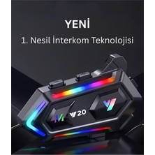 Venoria Y20 Intercom Tüm Cihazlarla Uyumlu Su Geçirmez Bluetooth Motosiklet Kask Kulaklığı interkom Iletişim Sistemi Yüksek Ses Kaliteli Gürültü Engelleyici Mikrofonlu Kablosuz Kask Içi Kulaklık Seti