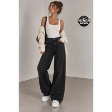 Vadon 1058 Kadın Yüksek Bel Baggy Fit Jean Pantolon Siyah