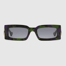 Gucci GG1425S 003 53-21 Kadın Gri Mat Camlı Mor Asetat Dikdörtgen Güneş Gözlüğü
