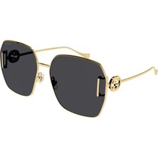 Gucci GG1207SA 002 64-16 Kadın Füme Mat Camlı Altın Metal Geometrik Güneş Gözlüğü