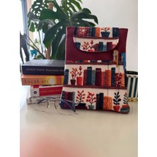 Tadsy Kitaplık Desenli Kitap Kılıfı Şık ve Kitap Koruyucu Kılıf Cepli Çok Amaçlı Hediye 19X25 cm