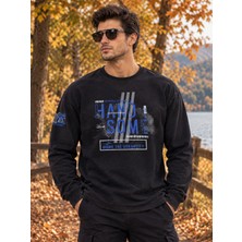 Masimar Erkek Bisiklet Yaka Basic Baskılı Sweatshirt