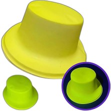 Raftan Topla Neon Partisi Sarı Renk Plastik Fötr Şapka