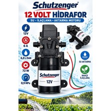 SCHUTZENGER 12V Hidrofor Su Aktarma ve Ilaçlama Motoru – 6 L/dak 72W 0,9 Mpa Diyaframlı Pompa