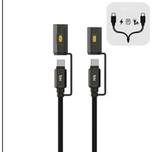 Raftan Topla LED Fener ve Alevsiz Çakmak Fonksiyonlu Type-C Şarj ve Data Kablosu 120 cm Siyah
