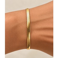 Semtim Kuyumculuk Sertifikalı 316L Çelik Kalp Uçlu Yılan Zincir Gold Bileklik Altın Sertifikalı, Özel Kutulu, Hediye Paketli