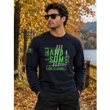 Masimar Erkek Bisiklet Yaka Basic Baskılı Sweatshirt