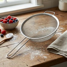 Store Paslanmaz Çelik Saplı Mutfak Süzgeci - Un Eleği, Pirinç Yıkama ve Makarna Süzme Kevgiri - 3 Farklı Boy Seçeneği (14 cm - 17 cm - 22 Cm) (22CM)
