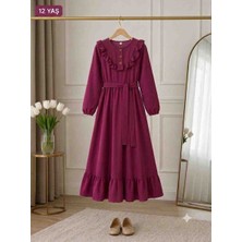 Medinem Butik Yakası Fırfırlı Çocuk Elbisesi