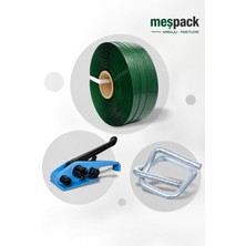 Meşpack Polyester Set 19'luk Yeşil Çember- 19MM Bukle Toka -1 Adet Germe Aparatı