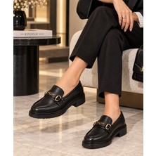 Zenora Shoes Kadın Tokalı Loafer Makosen Kalın Tabanlı Ayakkabı