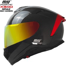 Mts Prohelmet X340 Novax Red Carbon Tam-Yüz Motosiklet Kaskı - Motodede