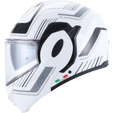 Sway X600 Orion White Grey 180° Çene Açılır Motosiklet Kaskı