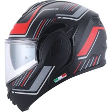 Sway X600 Orion Black Red 180° Çene Açılır Motosiklet Kaskı