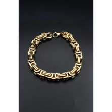 Prestige Paslanmaz Çelik Kral Model Bileklik 8Mm Altın Kaplama 902602