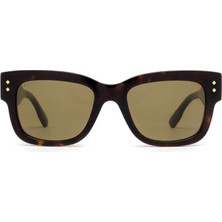 Gucci GG1217S 002 53-20 Kadın Kahverengi Mat Camlı Dikdörtgen Asetat Güneş Gözlüğü