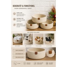 Livset Home 3'lü Lüks Krem Organizer Sepet Salon Mutfak Banyo Yatak Odası Çocuk Odası 1. Kalite Dokuma Sepet