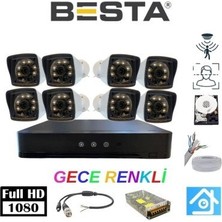 Maesko 5mp Lens 2mp 1080P Warm LED 8 Kameralı 250GB Harddisk Dahil Güvenlik Kamerası Seti