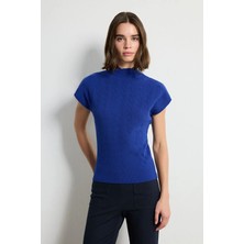 Love My Body Düşük Kol Triko Bluz Saks 115LO078000