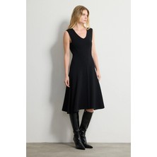 Love My Body V Yaka Triko Elbıse Siyah 124L9940000