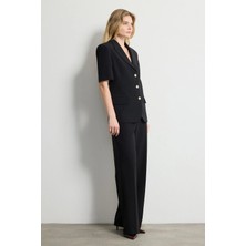 Love My Body Gabardin Bol Paça Cepli Pantolon Siyah 153L9666003