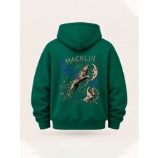 Macklin Unısex Kadın Erkek Oversize Wolf Shadow Tasarım Baskılı Kapüşonlu Sweatshirt Hoodie