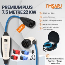 Nrgkick 22KW 32A Taşınabilir Şarj Istasyonu (Premium Plus Light Set 7.5m Full Adaptörlü 16A/32A Monofaze Trifaze Ev Prizli Akıllı Mobil Wallbox)