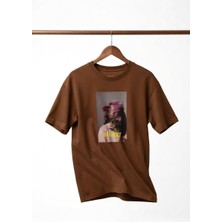 Zerenyus Blurry Baskılı - Premium Kumaş Oversize Erkek Tişört Kahve
