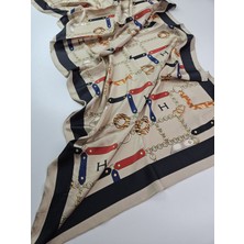 Tomris Şal Lüks Vual Ipek Şal Hijab Fular Scarf Shawl Zincir Desen 70 x 180 cm