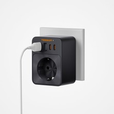 Tessan 5'i 1 Arada 30W Type-C Pd Hızlı Şarj Cihazı, 1 Ac Priz + 2 Usb-C + 2 Usb-A Duvar Şarj Adaptörü, Kompakt Şarj Istasyonu - Siyah