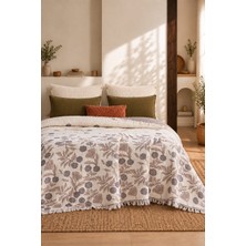 Veronica Line %100 Pamuklu 8 Kat Müslin Yatak Örtüsü 220X240 cm Çift Kişilik Pike Çift Taraflı