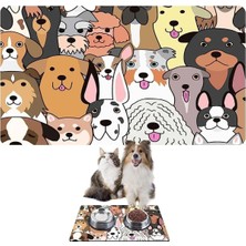 St. Morritz Mama ve Su Evcil Hayvan Beslenme Matı, Kolay Temizlenir, Su Geçirmez (40X60, Renkli Köpekler)