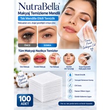 Nutrabella Makyaj Temizleme Pedi 100’LÜ – Nonwoven Yüz Temizleme Mendili, Tonik Uygulama Pedi 5x5 cm