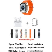 St. Morritz Watch 9 45MM 7 Kordonlu Akıllı Saat Watch 9 Akıllı Saat Şeffaf Kılık ve Kulaklık Hediyeli