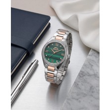 Slazenger Kadın Silver Gümüş Rengi Metal Kordon Taş Detaylı Koyu Yeşil Kadran Quartz 5 Atm Kol Saati