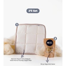 St. Morritz %100 Doğal Merinos Koyun Yünü Medikal Yastık 25X25 cm + Akgünlük Sakızı 50 gr