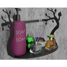 St. Morritz Yapışkanlı Siyah Yaprak Desenli Banyo Düzenleyici, Mutfak Düzenleyici Banyo Organizer MT85S