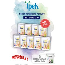 İpek Ipek 9 Al 8 Öde 60'lı Bebek Temizleme Pamuğu ve Rosie Pamuk Hediye