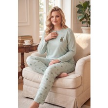 Seboteks Şardonlu Interlok Kumaş Yakası Düğmeli Kışlık Büyük Beden Kadın Pijama Takımı 2700