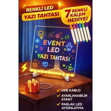 St. Morritz Yazı Çizim Tahtası Neon LED Işıklı 20X20 cm 7 Kalem ve Stant Hediyeli Işıklı Eğitici Resim Tahtası