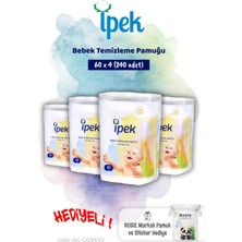 İpek Ipek 60'lı x 4 Bebek Temizleme Pamuğu ve Rosie Pamuk Hediye
