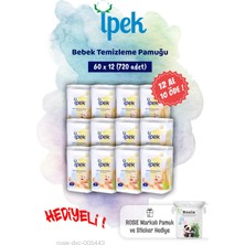 İpek 12 Al 10 Öde Ipek 60'lı Bebek Temizleme Pamuğu ve Rosie Pamuk Hediye