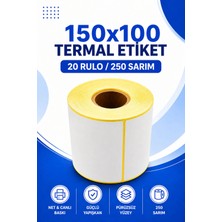 Küresel Etiket 150x100mm Termal Etiket | 20 Rulo | 250 Sarım | Ribonsuz | Kargo, Lojistik, Depo | Yapışkanlı