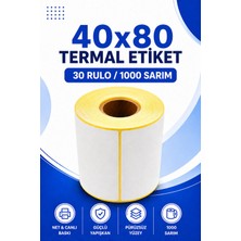 Küresel Etiket 40x80mm Termal Etiket | 30 Rulo | 1000 Sarım | Ribonsuz | Kargo, Lojistik, Depo | Yapışkanlı